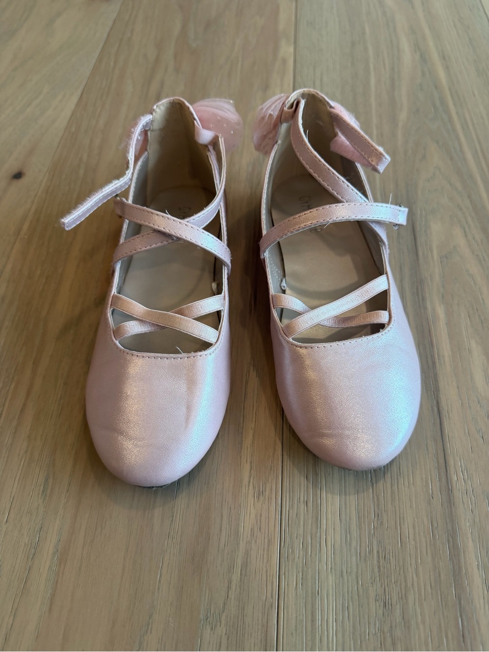 Gymboree Shimmery Light Pink Crisscross Mary Jane Flats